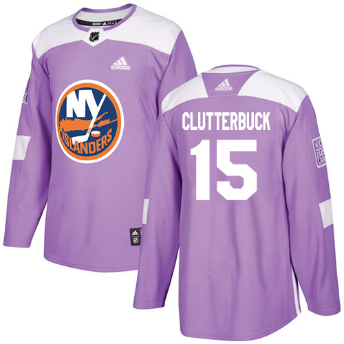 Adidas Islanders #15 Cal Clutterbuck Purple Authentic Fights Cancer Stitched NHL Jersey
